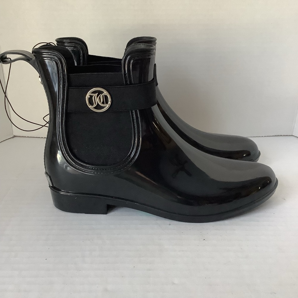 Juicy Couture Tarain Rain Boots Black Size 8 NEW